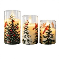 LED Elektronische Kerzenlampe Flammenlos 3D Kugelförmiger Roter Vogel Weihnachtsbaum-Dekoration mit Fernbedienung