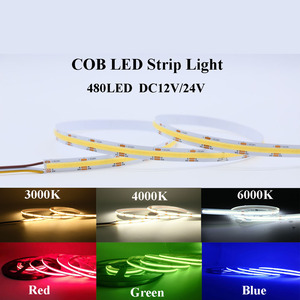 480led 12V 24V linh hoạt COB <span class=keywords><strong>LED</strong></span> Strip ánh sáng Strings 8mm 5m ip33 điều khiển từ xa cri90 an toàn màu đỏ màu xanh lá cây màu xanh 6000K Trắng giáng sinh - Product Image 5