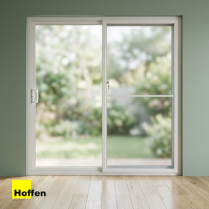 ประตูบานเลื่อนคู่ PVC รุ่น HOFFEN PRO ขนาด 200x205 ซม. สีขาว พร้อมมุ้งไฟเบอร์กลาส กันลม เหมาะสำหรับห้องครัว ห้องใต้ดิน บ้านพักตากอากาศ โกดัง - Product Image 2