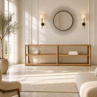 Table basse console en bois massif de style américain moderne, formes courbes luxueuses, pour hôtel, villa, sur mesure