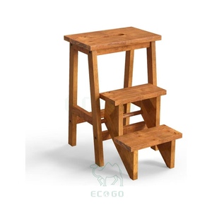 Escalera Plegable <span class=keywords><strong>de</strong></span> 3 Peldaños Resistente a la Humedad, Escalera <span class=keywords><strong>de</strong></span> Madera 3 en 1 con Asa, Pedal Antideslizante, Estante para Flores, para Cocina, Biblioteca, Garaje - Product Image 5