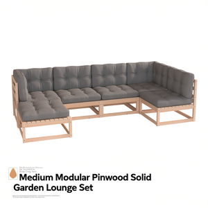Ensemble de salon de jardin modulaire moyen en pin massif, mobilier d'extérieur 6 places, design contemporain - Product Image 1