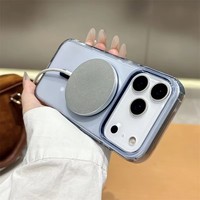 Casing Ponsel Magnetik PC Transparan Jernih Oranye Kristal Anti Kuning Berkualitas Tinggi 2mm untuk iPhone 16 17 Pro Max dengan Tombol AI