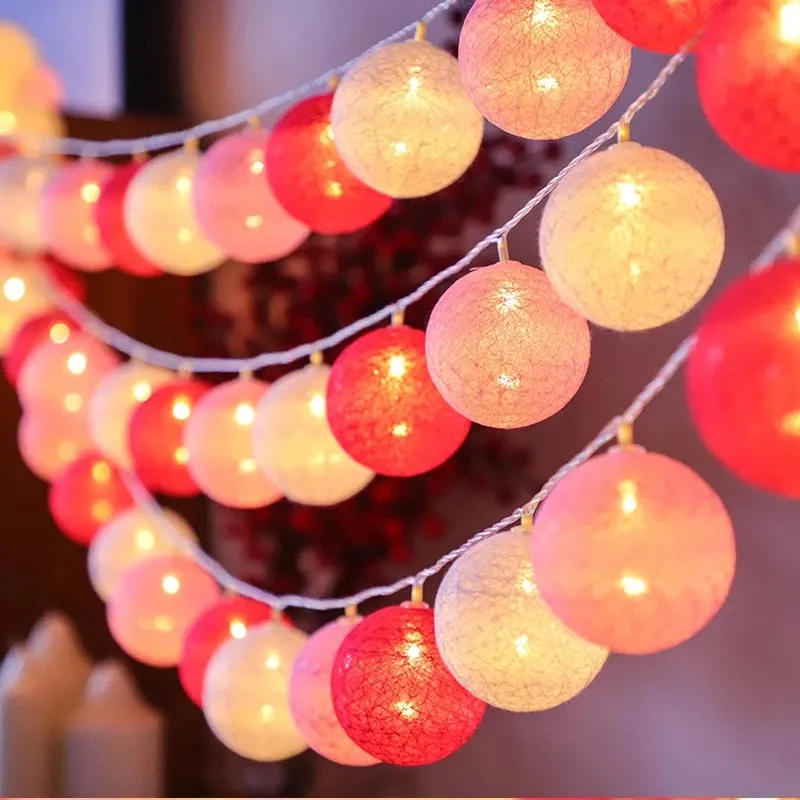 1.5M 10leds colorful cotton ball led string christmas lights decorazione natalizia tenda a led impermeabile festival fairy lights