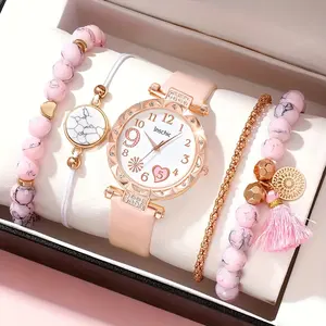 192037 Reloj Rosa Para Mujer Reloj Cute Heart Quartz Watch