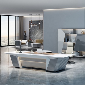 CEO 2021 Executive Led Director <strong>Large</strong> <strong>l</strong> <strong>Shaped</strong> Room Managers Gold White and Orange Minimalist High End Simple Modern Office <strong>Desk</strong> - Product Image 2