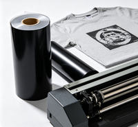 Película de Transferencia de Calor PU con Papel Protector, Negro Mate para Corte con Plotter de Camisetas