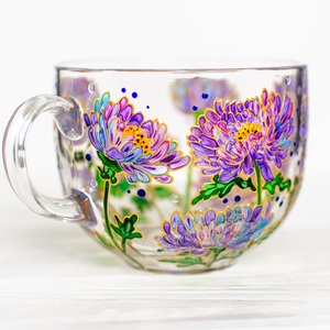 Coffret cadeau d'entreprise pour mariage, <span class=keywords><strong>Mug</strong></span> en verre <span class=keywords><strong>personnalisé</strong></span> avec <span class=keywords><strong>texte</strong></span> et fleur de naissance peints à la main, motif Chèvrefeuille, Cadeau d'anniversaire <span class=keywords><strong>personnalisé</strong></span> - Product Image 3