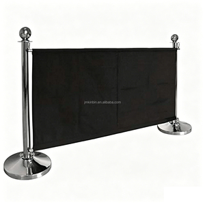 Poste de acero inoxidable para control de multitudes, barrera de lona negra para restaurante o exhibición - Product Image 1