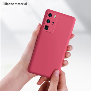 Coque de téléphone en Silicone liquide pour Huawei P40 Lite P30 P20 Lite Pro Mate 40 30 20 Pro étui avec sangle souple couleur unie couverture arrière - Product Image 3