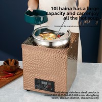 Yolecen Commercial Buffet Isolation Électrique Chauffe-Soupe Premium En Acier Inoxydable Martelé Texture Chaud Soupe Pot pour La Maison