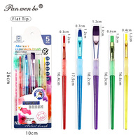 Panwenbo - Juego de 5 Pinceles de Nailon Coloridos para Pintar el Cabello, con Mango de Silicona y Plástico, para Acuarela y Acrílico