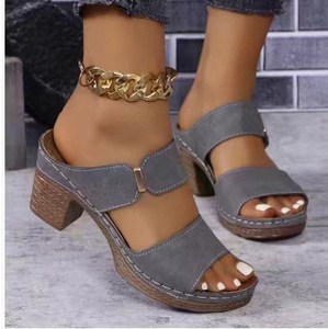 2026 New Arrival Summer Women's Open Toe Wedge Platform <b>Slide</b> Sandals PU Upper Rubber Sole Casual Beach Shoes - Product Image 3