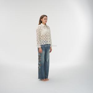 Blusas de Mujer al por Mayor, Camisas de Manga Larga con Encaje Calado, Blusas Elegantes para Mujer - Product Image 4