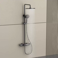Ensemble de douche thermostatique en laiton brossé doré avec robinet de bain à effet pluie mural pour salle de bain de villa
