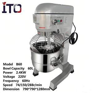Mélangeur spiral électrique automatique industriel à moteur haute vitesse en acier inoxydable <span class=keywords><strong>de</strong></span> qualité alimentaire 60L pour boulangerie - Product Image 4