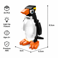 Set de 81 Bloques de Construcción de Pingüinos Luminosos Personalizados, Modelo Animal 3D DIY con Vientre Brillante, Ladrillos STEM, Juguete OEM de Marca Privada