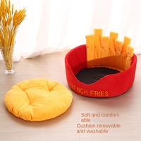 Lit pour animaux de compagnie en forme de frites, doux et chaud pour l'hiver, nouveau modèle, de haute qualité, en éponge, pour chat et chien, rond et orthopédique, vente en gros
