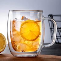 Verres à double paroi de 12 oz, 350 ml, 500 ml, verres à boire en verre, tasses à café, mugs à latte, mugs à café en verre transparent pour boissons chaudes