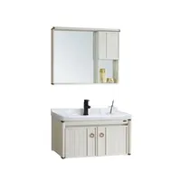 Современный дизайн, алюминиевая раковина, фанера, деревянная стена, угловой шкаф для ванной комнаты с зеркалом