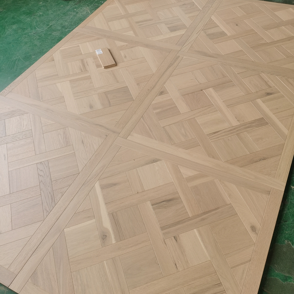 Parquet d'art en chêne blanc européen Parquet en chêne massif Versailles français Parkett Parquet en bois