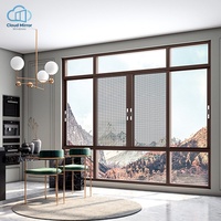 Fenêtre coulissante en aluminium à rupture de pont thermique avec moustiquaire de sécurité et verre fixe supérieur pour villa à vue sur la montagne – Vente en gros à l'étranger