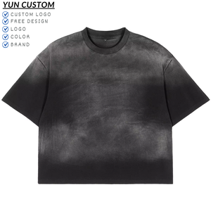 Kaos Pria Logo Kustom Bahan Katun Tebal 250GSM <span class=keywords><strong>Vintage</strong></span> Acid Wash Boxy Fit Streetwear Spray Monkey T <span class=keywords><strong>Shirt</strong></span> - Product Image 1