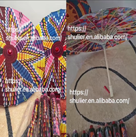 Parapluie décoratif personnalisé bleu, motif panier tressé traditionnel érythréen et éthiopien, pas cher, avec logo au choix, pour décoration de mariage