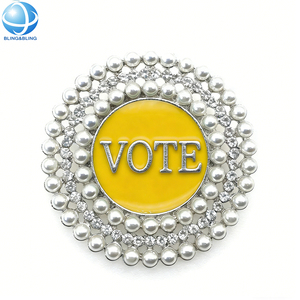 Broche <span class=keywords><strong>en</strong></span> émail jaune cristal perle ronde OGC Vote personnalisée pour l'Ordre du Cercle d'Or, décoration maçonnique pour femmes - Product Image 1