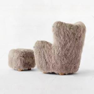 Arredamento nordico <span class=keywords><strong>Design</strong></span> moderno per la casa comode poltrone in morbida lana con pouf - Product Image 4