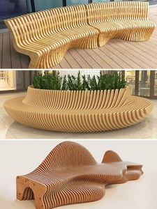 Custom-made Commercial Outdoor Anti-Corrosion <b>Wood</b> <b>Sliced</b> Seats Indoor Solid <b>Wood</b> Irregular-Shaped Stools Public Art Waiting - Product Image 2