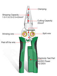 <span class=keywords><strong>Pince</strong></span> <span class=keywords><strong>à</strong></span> dénuder et <span class=keywords><strong>à</strong></span> enrouler les fils multifonctionnelle 8-en-1 en acier inoxydable pour électricien avec stylo de mesure - Product Image 5
