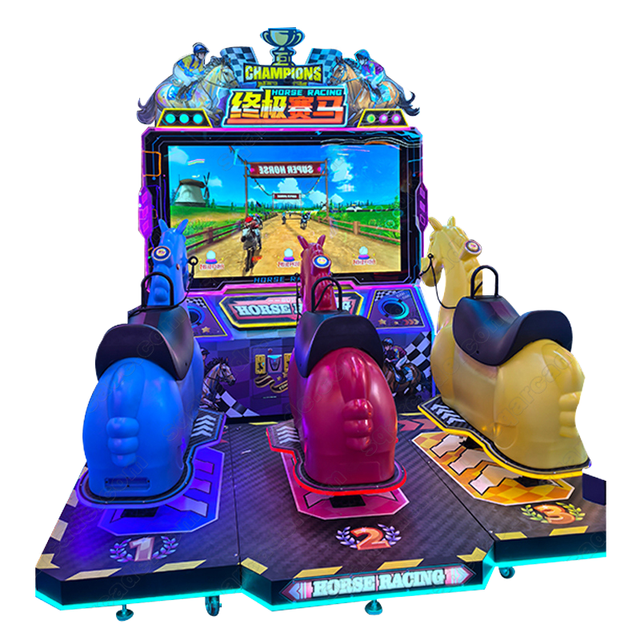 Sq Arcade Luxury Three-Person Storm Knight Simulator Coin-Operated Horse Racing Competition Game Machine English Interface