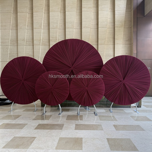 SMOOTH NEW HOT DIY Wedding Stage Decoration Round Pleated Fabric Drapery <b>Backdrop</b> With Metal <b>Stand</b> - Product Image 2