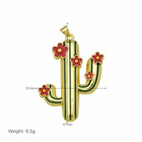 Kalung Liontin Bunga Kaktus Enamel untuk Wanita, Gaya Ins, Perhiasan Sehari-hari, Perhiasan Statement