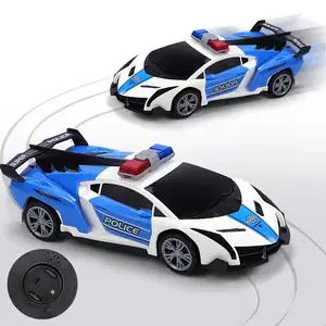 Hot Selling Electric Rotating Transforming Police Car Door Opening Car Toy With Lighting Music