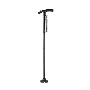 Canne pliante autoportante à quatre coins en alliage d'aluminium 85-97 cm noire pour personnes âgées, aide à la marche - Product Image 3