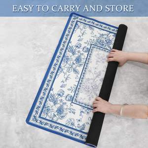 <span class=keywords><strong>Tapis</strong></span> de <span class=keywords><strong>jeu</strong></span> floral vintage antidérapant avec sac de transport pour Mahjong, poker et jeux de société – Design Chinoiserie bleu premium - Product Image 6