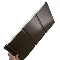 Panneau mural métallique isolé en polyuréthane couleur chocolat 16 mm, résistant à l'humidité, design à 2 rainures, décoration extérieure moderne pour maison préfabriquée