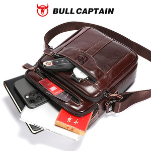 กระเป๋าหนังแท้สำหรับผู้ชาย BULLCAPTAIN กระเป๋าสะพายข้างขนาดเล็กสำหรับธุรกิจ กระเป๋าถือแบบสะพายไหล่สำหรับเดินทาง กระเป๋าทำงานสำหรับผู้ชาย - Product Image 4