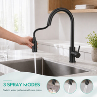 Robinet de cuisine en acier inoxydable 304 avec douchette extractible, 3 modes de jet et raccordement pour filtre à eau