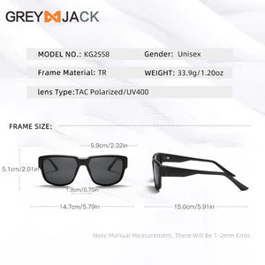 Lunettes de soleil polarisées carrées unisexes Grey Jack KG2558 TR Frame Protection UV400 Noir - Product Image 1