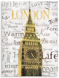 Artree Mode Populer London Big Ben Abstrak Impresionisme Seni Dinding Kanvas Citycape Bell Tower Lukisan Minyak