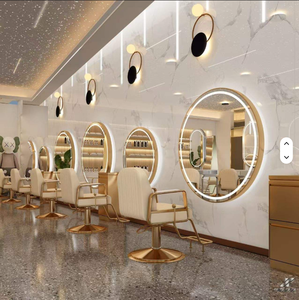 Hot Selling Salon Furniture Barbershop Circular <b>Mirror</b> With Led Lights Hairdressing <b>Mirror</b> - Product Image 2