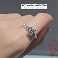 Anillo de Compromiso de Moissanita, 2cttw, Color D, Corte Redondo/Anillos de Plata de Ley 925 para Mujer, Regalo Elegante para Aniversario