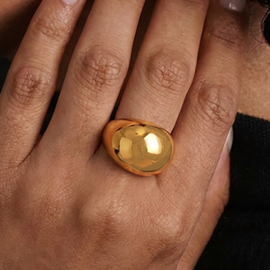 Modern Unisex Stainless Steel Ball Cocktail <b>Ring</b> Daily Wear Gift - Product Image 2