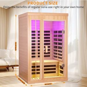 2-persoons Massief Hemlock Traditionele Stoomsaunakamer Met Spiegel Ramen Kachel & Stenen Generator 5 Jaar Garantie - Product Image 2