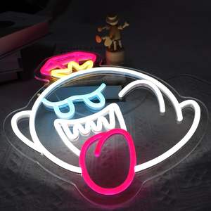 ป้ายไฟนีออนคิงบู หน้าผี ไฟนีออน LED โคมไฟมาริโอ ป้ายอะคริลิคสำหรับห้องเล่นเกม - Product Image 2