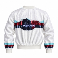 Blouson Bomber Femme Respirant à Paillettes Texas avec Fermeture Éclair à Rayures Arc-en-ciel, Manteau Décontracté Scintillant pour l'Automne, Taille Unique