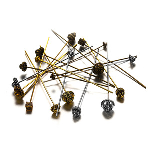 Alloy <b>Flower</b> Head Pins Metal Jewelry Findings For <b>Bracelet</b> Making 20mm Length Style 1 To 6 Available - Product Image 1
